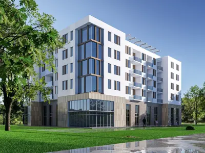 apartment building Low-poly 3D model