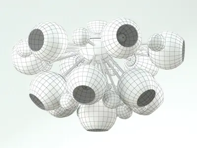 chandelier gold with glass balls 3D model