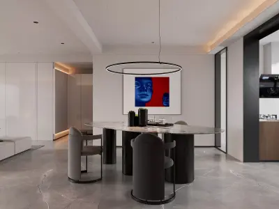 Modern living room dining room interior scenes 140 3D model