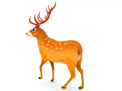 Cartoon Toon Deer Rigged and Animated model Low-poly 3D model