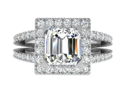Square Halo Split Shank Ring 4144 3D print model