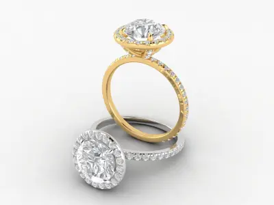 Round Halo Diamond Ring 3D print model