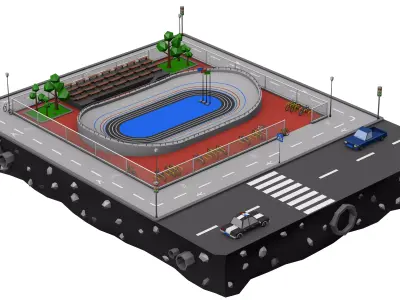Velodrome Cycling Track Low Poly 3D Model Low-poly 3D model