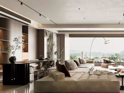 Modern living room 3D model 3D model