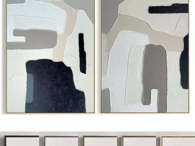 Plaster Two Photo Frame 301 Low-poly 3D model