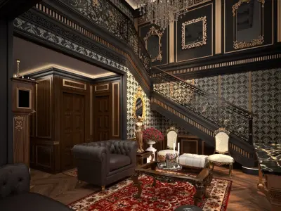 Classic Livingroom and Diningroom 3D model