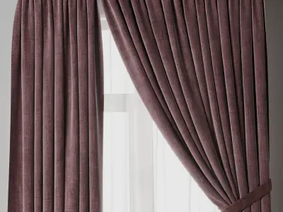 Low Width Curtains Classic 02 Low-poly 3D model
