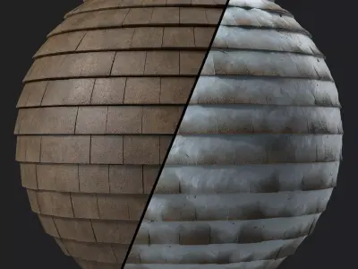 Roof Tile Materials 69- Concrete Roofing by Sbsar Seamless Pbr Texture