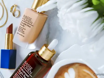 White table with cosmetics and jewellery scene SWR 3D model