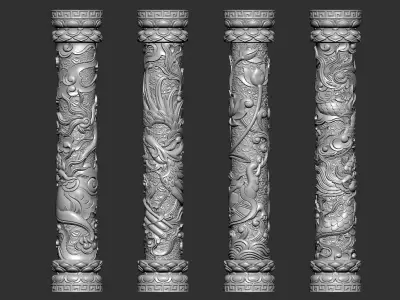 Four classical columns 3D print model