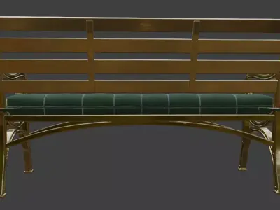 Luxury Gold Metal Frame Tufted Bench 3D Model 3D model