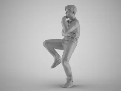 Thoughtful Man Sitting 3D print model