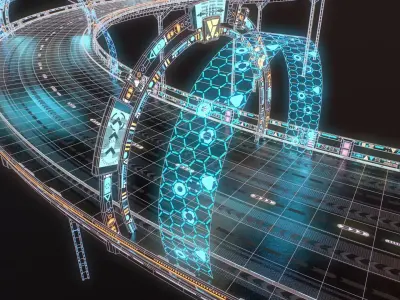 Sci-fi Road Low-poly 3D model