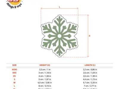 Snowflake Winter - Cookie Cutter Clay - Many Size 3D print model