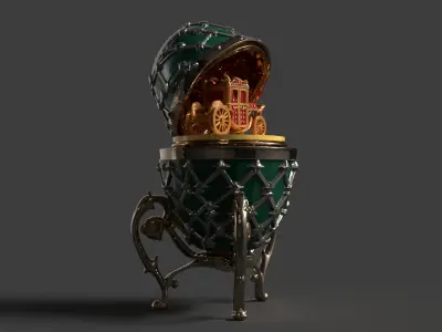 Faberge egg with carriage  Low-poly 3D model