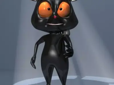 Black Lemur Character Low-poly 3D model