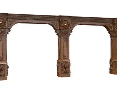 Classic Royal Wooden Arch Column 3D model