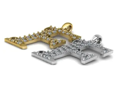 Alphabet F Pendant 3d Printable Model 3D print model