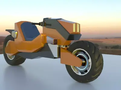  Motorcycle Cyberpunk Low Poly Low-poly 3D model