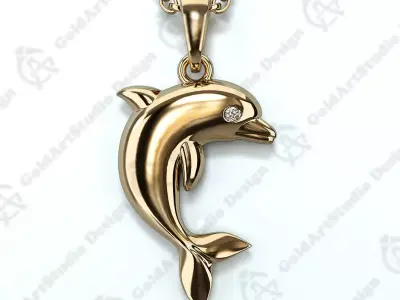Dolphin Pendant Jewelery  Gold KM-006 3D print model
