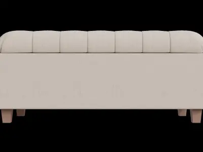 Beige Storage Ottoman Bench Low-poly 3D model