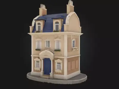 Parisian Townhouse Elegant Residential Building Model Free 3D model