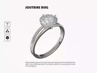 Solitaire Ring 3D print model buy