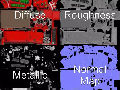 Industrial Red Factory model pack Low-poly 3D model