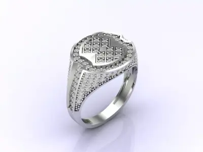 Print Ready STL 3DM  Gents Rings Diamond Men Ring  3D print model 128