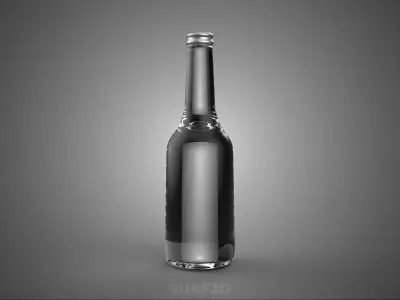 GLASS EMPTY BEVERAGE SODA SOFT DRINK BOTTLE SILVER METALLIC CAP 3D model