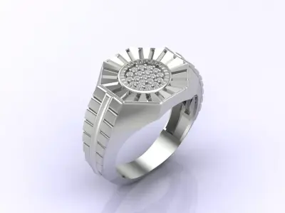 Print Ready STL 3DM  Gents Rings Diamond Men Ring  3D print model 184