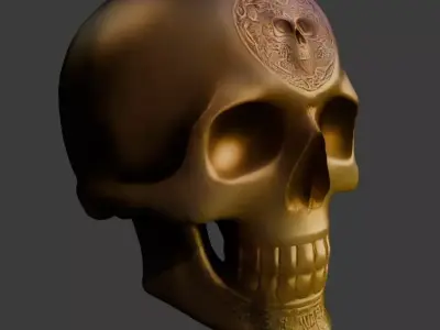 Gold Skull Free low-poly 3D model