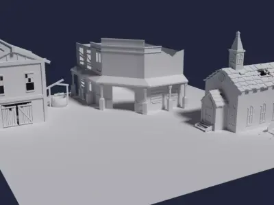 Old Houses Free low-poly 3D model