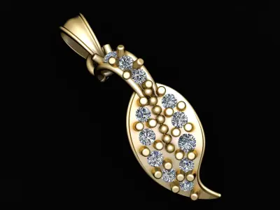 GOLDEN DIAMOND LEAF PENDENT 3D PRINTABLE MODEL  3D print model