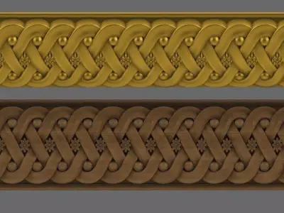 Moulding 3D model gold and braided border 3D model