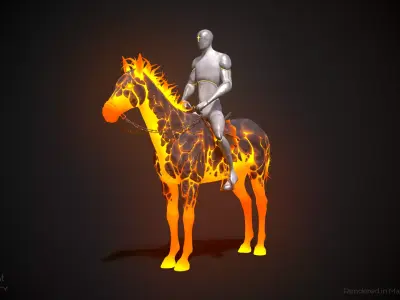 Fire Horse Animated Asset Low-poly 3D model
