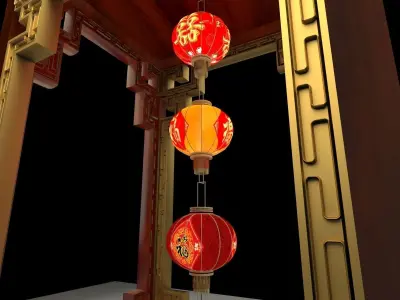 Chinese red lantern 3D model