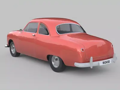 Generic Vintage European-Style Coupe Low-poly 3D model
