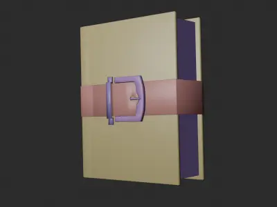 Stylized Leather Magic Book with Gold Buckle Game Ready 3D Asset Low-poly 3D model
