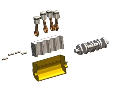 Cylinder Internal Combustion Engine Assembly - Print Ready 3D print model