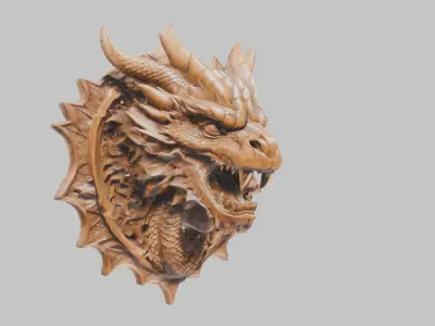 Dragon Head Emblem 3D Model Low-poly 3D model