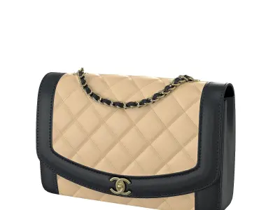 Vintage Medium Diana Flap Bag Black Cream  Low-poly 3D model