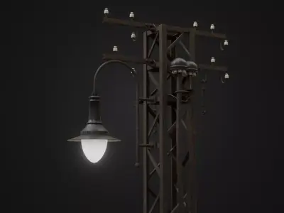 Old Soviet Street Light 15 Low-poly 3D model