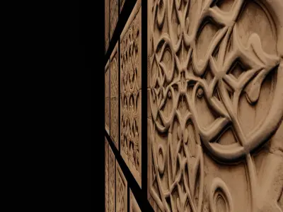 30 Ancient Concrete Wall Ornaments Lowpoly Low-poly 3D model