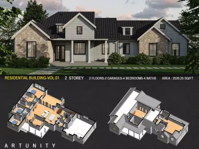  Residential-Building-vol-01-Plan Low-poly 3D model