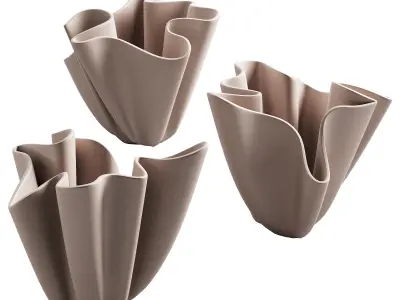 368 decorative vases and pots 06 deformed folded relief vase 05 3D model