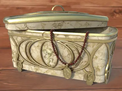 Vintage retro jewelry box PBR low-poly 3D model 3D Model Collection