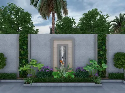 Fountain Wall Low-poly 3D model