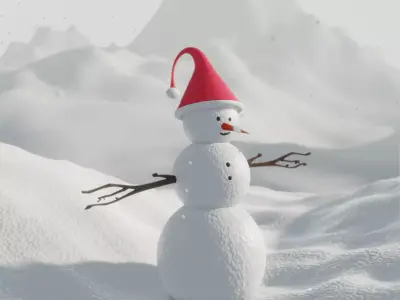 SNOWMAN wearing santa hat Free 3D model