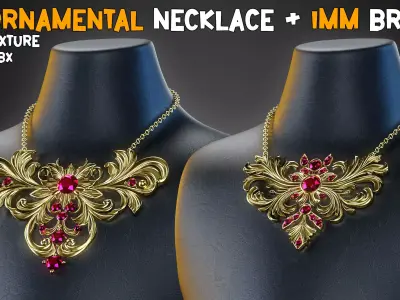 10 Ornamental Necklace and IMM Brush and PBR Textures  Vol 31   Low-poly 3D model